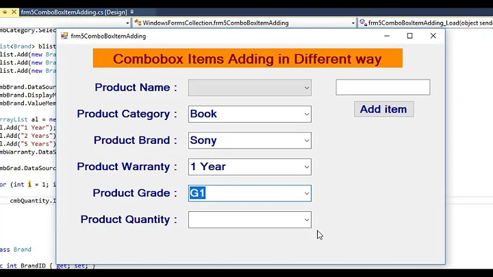 How to Add Items to combobox in various way in C#