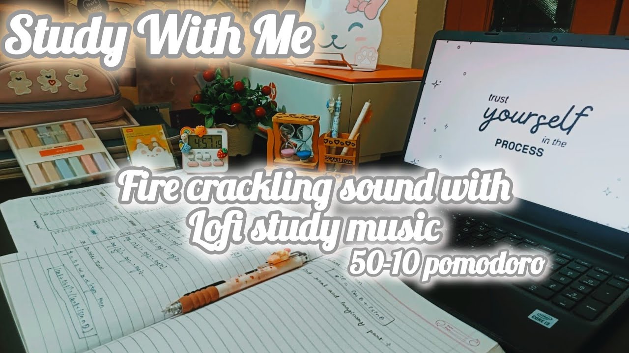 Study With Me [Day20/111] /🔥 fire cracking sound with lofi study music ...