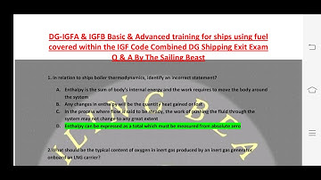 Basic & Advanced training for ships using fuel within the IGF code Dg shipping exit exam Q&A Set 1