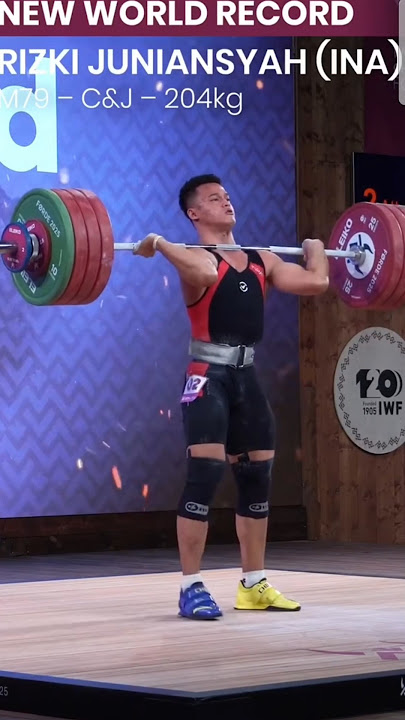 RIZKI JUNIANSYAH 🔥 204 clean and jerk || New World record #shorts #forde #worldrecord