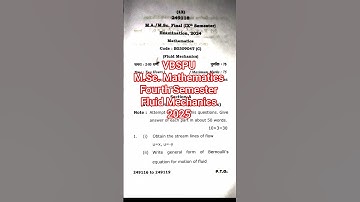 VBSPU M.Sc. Mathematics Fourth Semester Fluid Mechanics 2025 question paper final year