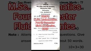 VBSPU M.Sc. Mathematics Fourth Semester Fluid Mechanics 2025 question paper final year