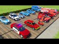 TRANSPORTING CARS, FIRE TRUCK, POLICE CARS, AMBULANCE OF COLORS! WITH TRUCKS! - FARMING SIMULATOR 22