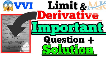 Important questions of limit & derivative VVI#ctevt #maths #limit #derivatives #diploma #pclnursing