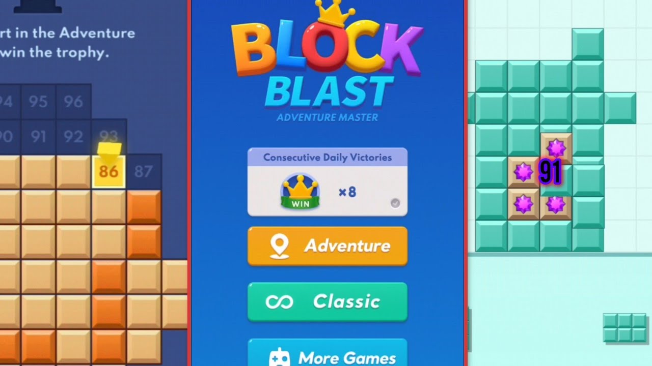 Block Blast Mode Adventure Playing Level From 86 To 91 - YouTube