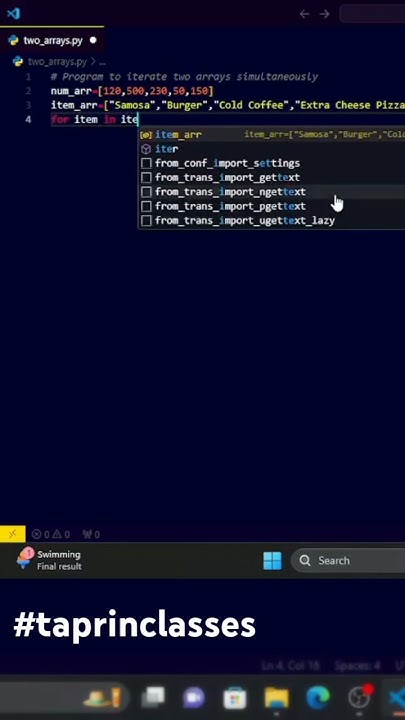 how to iterate two arrays python #array #python #code - YouTube image.