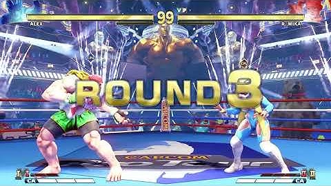 Alex vs R. Mika! Street Fighter V CPU vs CPU