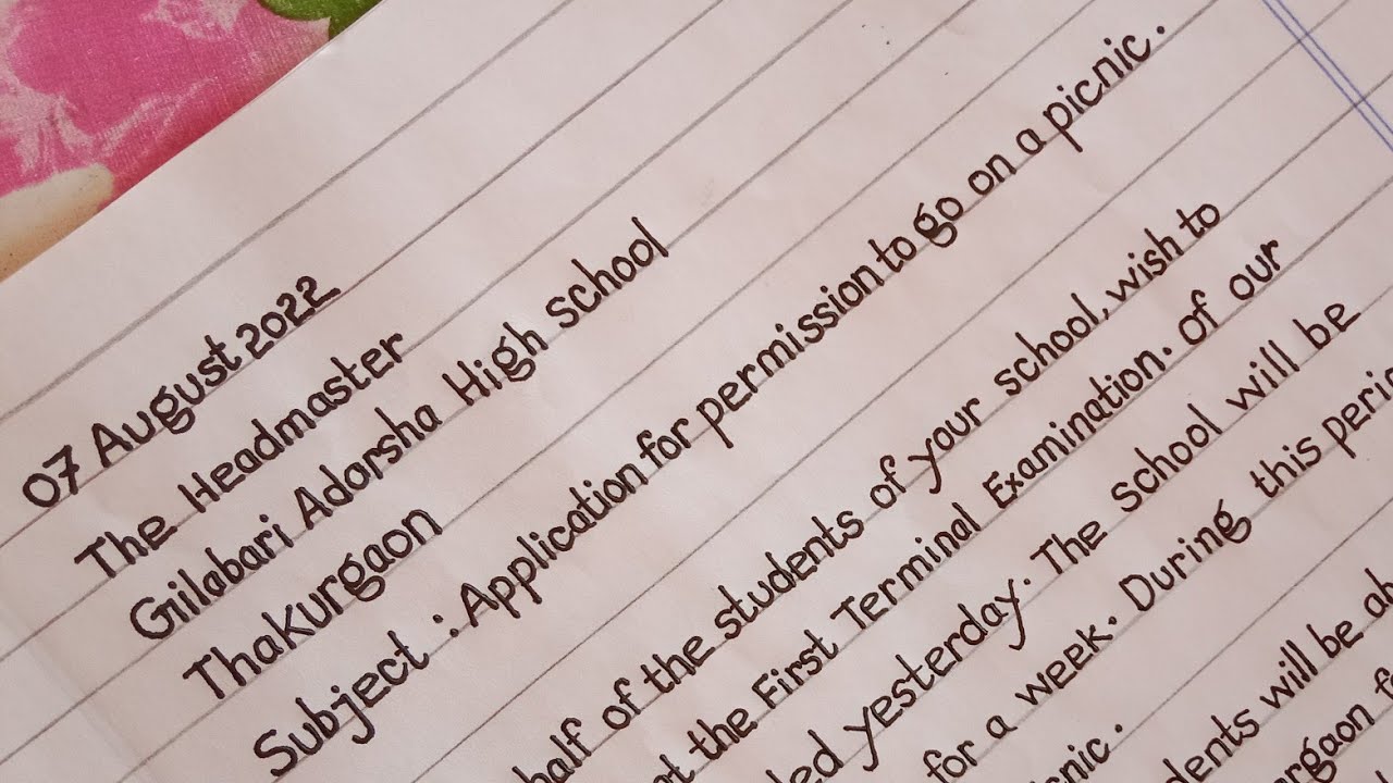 Application for permission to go on a picnic || Application Writing