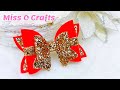 Red and Gold Christmas Hair Bow Tutorial  / How To Make Faux Leather Hair Bows | Miss O Crafts