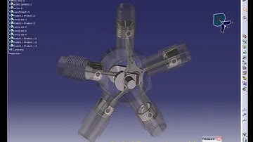 5-Cylinder Radial Engine Assembly in Catia V5 R14 (Dassault System)