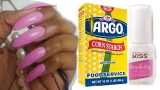 DIY FAKE NAILS WITH CORNSTARCH x NAIL GLUE
