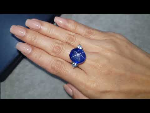 Large untreated Royal Blue star sapphire 22.14 ct, Sri Lanka, GRS Video  № 1