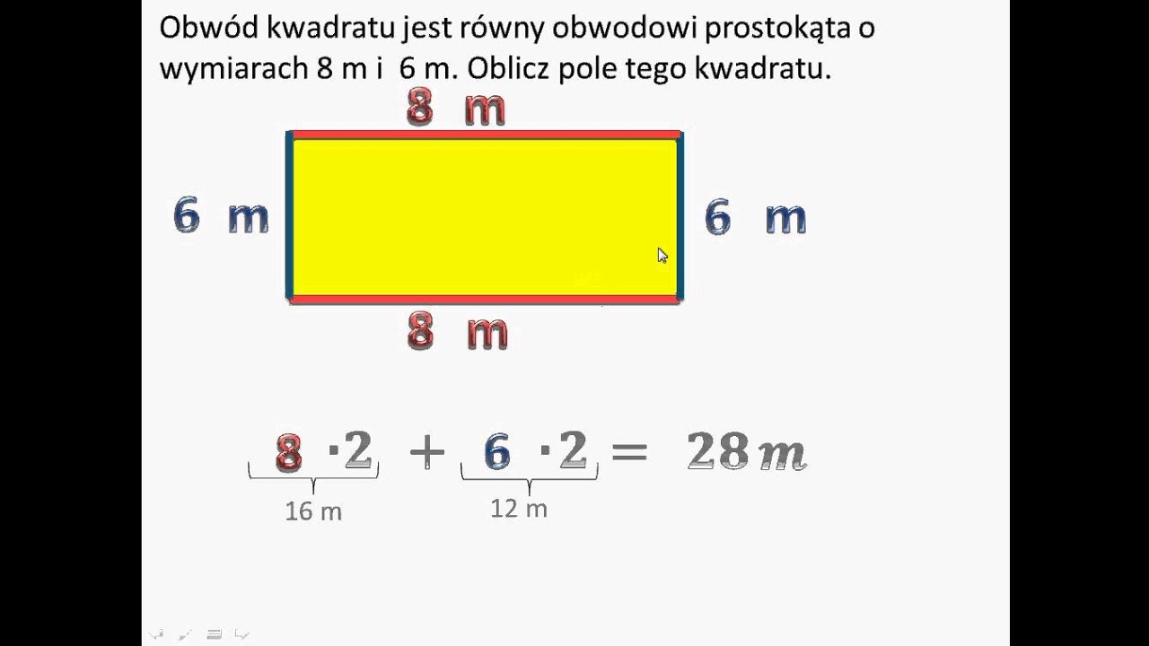 Wzór Na Pole I Obwód Kwadratu Oblicz pole kwadratu, którego obwód jest taki sam jak obwód prostokąta