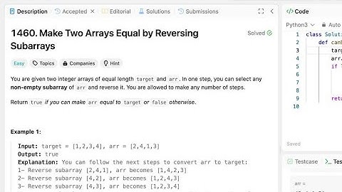 1460.Make two arrays equal by reversing subarrays