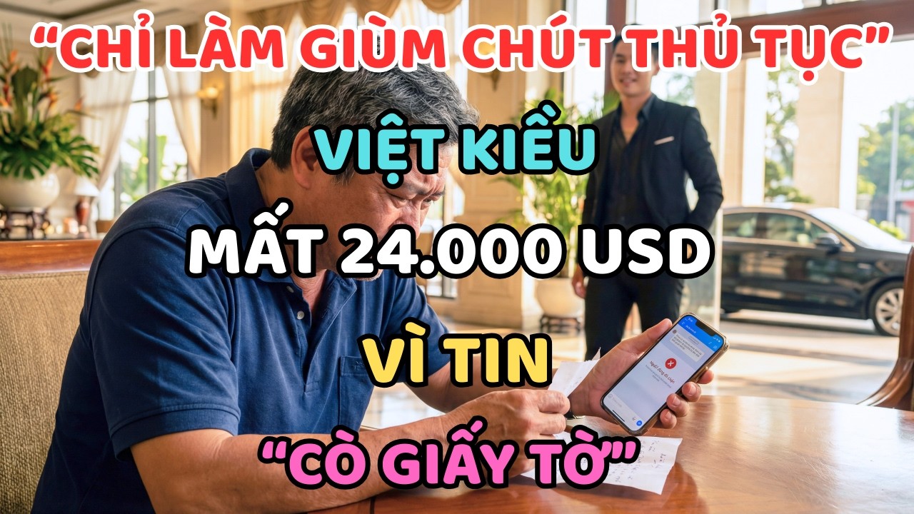 “CHỈ LÀM GIÙM CHÚT THỦ TỤC”: VIỆT KIỀU MẤT 24.000 USD VÌ TIN “CÒ GIẤY TỜ”