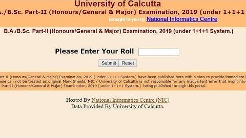 CALCUTTA UNIVERSITY BA, B.SC. PART 2 EXAM RESULT 2019