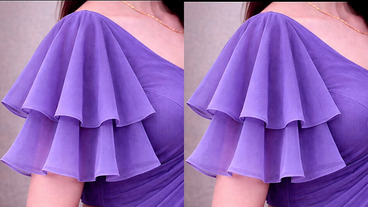 Double layer bell sleeves सीखें आसानी से।Short umbrella baju design cutting and stitching bell sleev