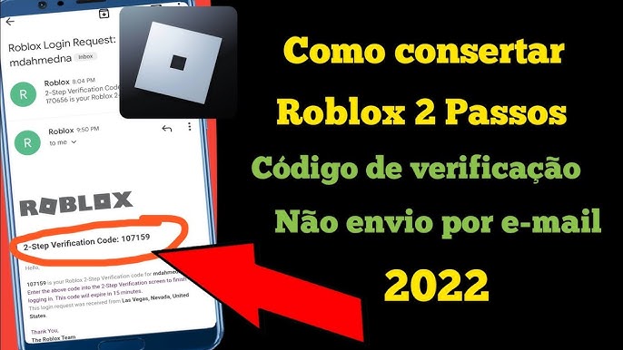 Código de verificação da conta Roblox: Jtigo Caixa de entrada para mim  Solicitação de login recebida