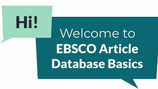 EBSCO Article Database Basics