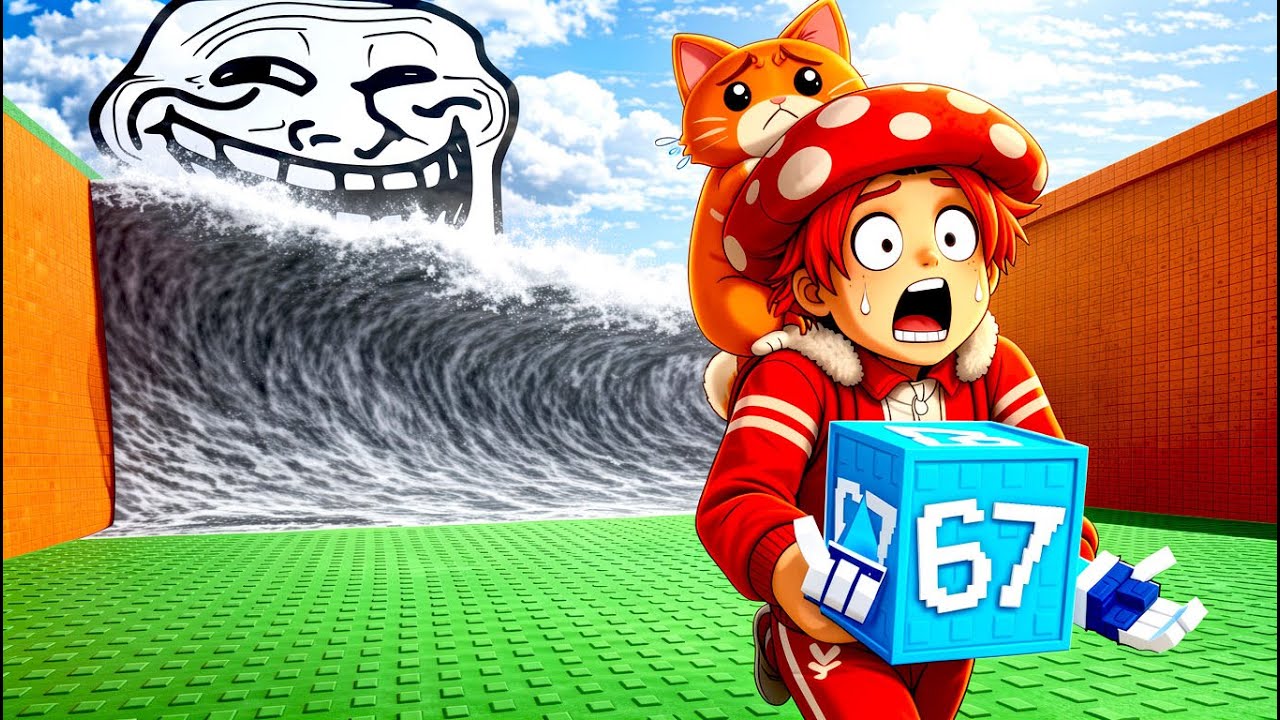 👻СЕКРЕТНАЯ ТРОЛЛЬ-ВОЛНА! 😍Я СПАС СЕКРЕТНЫЙ 67-ЛАКИ БЛОК! Escape For LUCKY BLOCKS  - №1 в ROBLOX