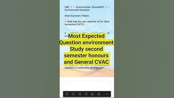 CU CVAC 2nd Semester Environment Study | Most Expected Questions 2025