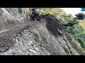 Clearing Dangerous Mountain Road Dirt with JCB Backhoe Loader