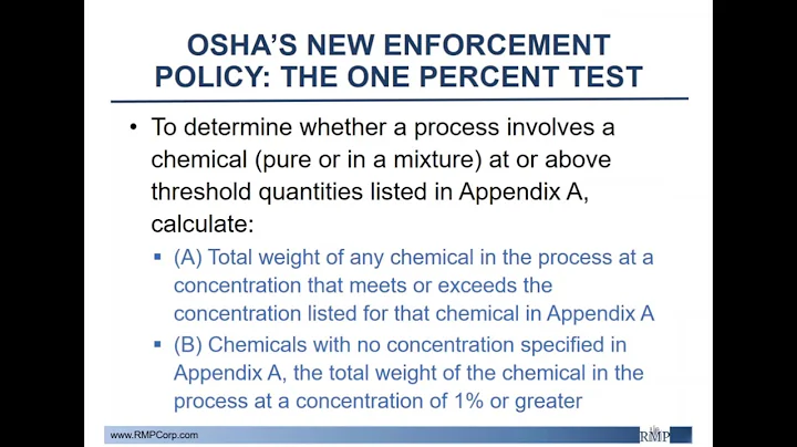 EPA RMP/OSHA PSM Regulatory Environment Update