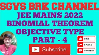 JEE MAINS 2022 BINOMIAL THEOREM PART 4