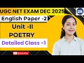 Unit -II POETRY | English Literature | UGC NET Exam DEC 2025 | DETAILED CLASS 🎯