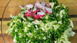 Вітамінний весняний салатик з молодої капусти та редиски. найпростіший рецепт, всього 3 інгрідієнта🤤