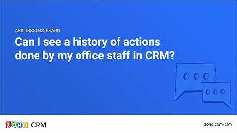 Audit log in Zoho CRM