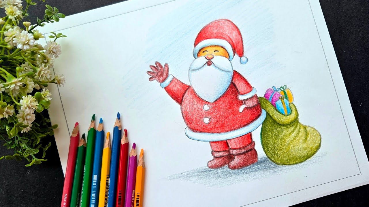The EASIEST Santa Drawing You'll Ever See (Step-By-Step For Beginnets)