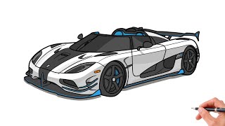 How to draw a KOENIGSEGG AGERA RS / drawing koenigsegg agera rs1 roadster 2015 sports car