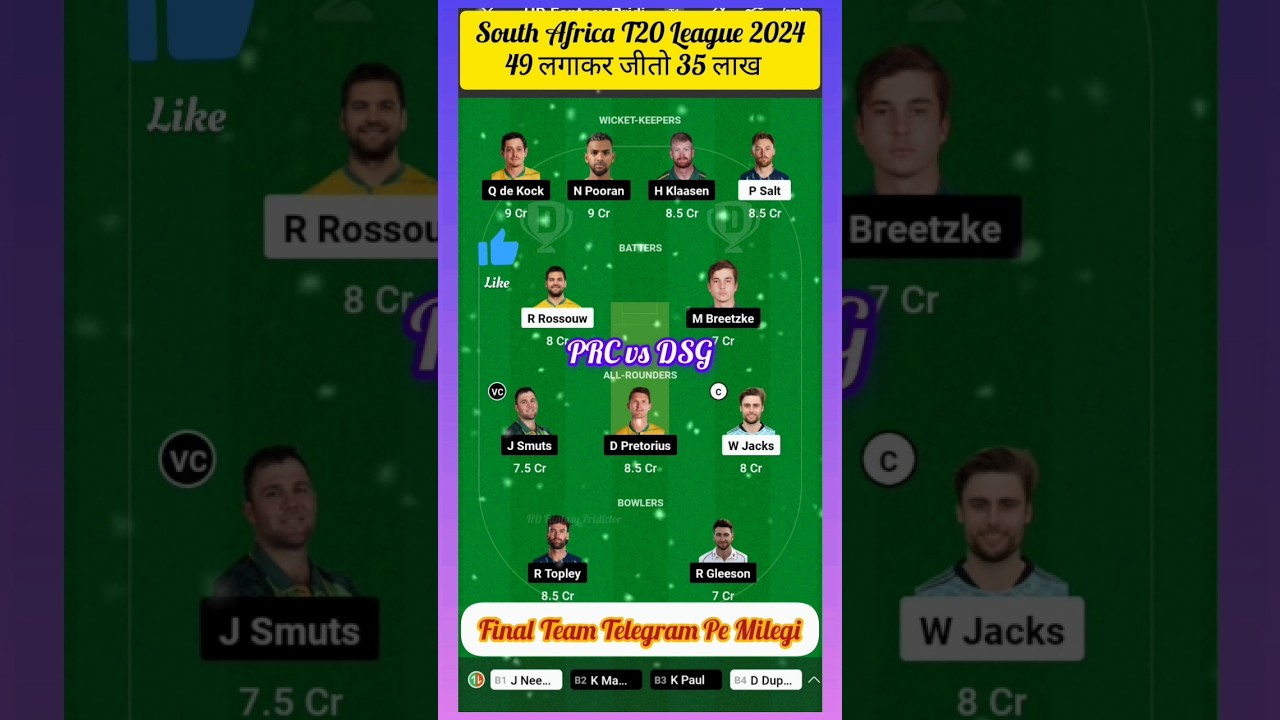 PRC vs DSG Dream11 Prediction | PRC vs DSG Dream11 Team of Today Match 