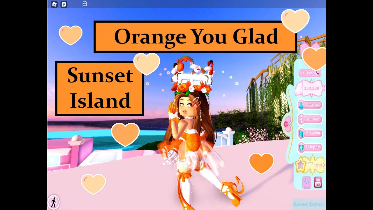 How To Dress Up For The Sunset Island Theme Orange You Glad Royale High Outfit Ideas Roblox Youtube - orange sunset roblox inspired makeup tutorial youtube