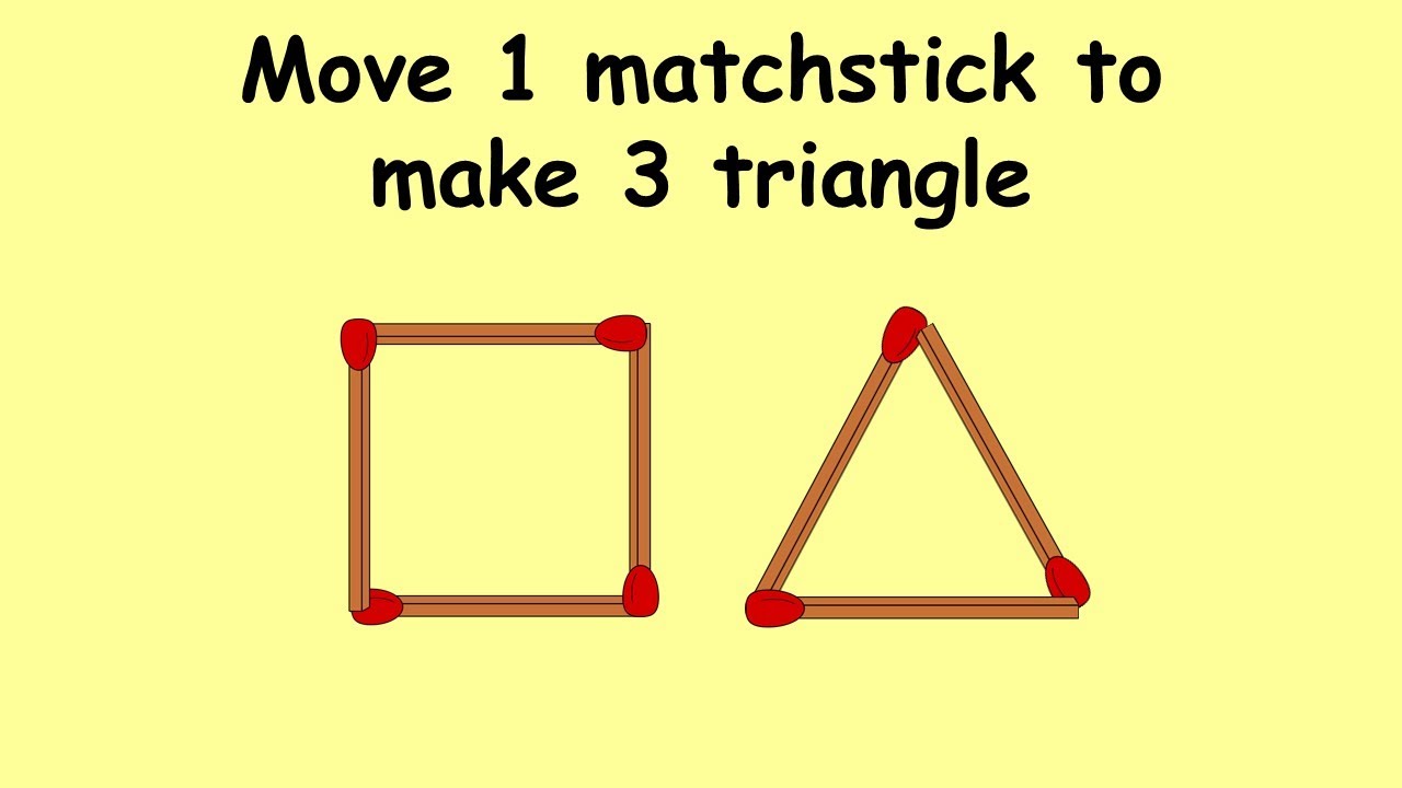 Make 3 triangle by moving only one matchstick Match stick puzzle 117 Puzzles with Answer