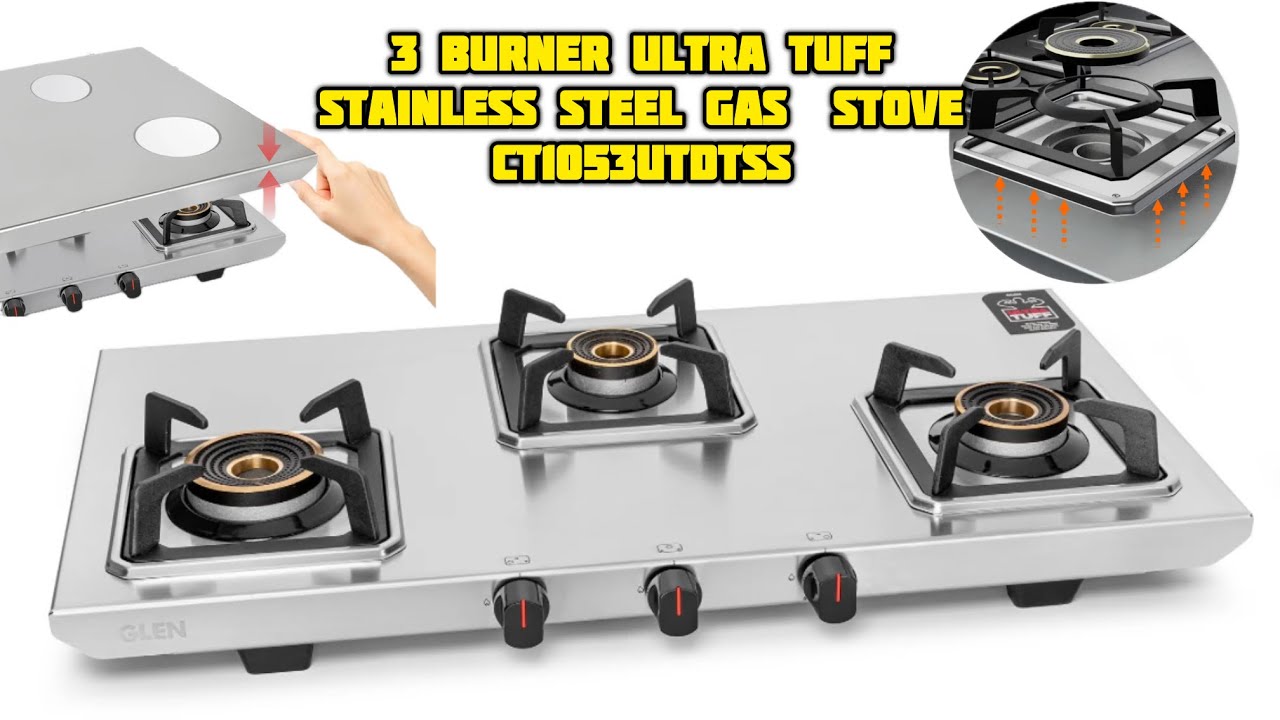 Газовая плита Glen 3 Burner Ultra Tuff SS с многоконфорочной кованой латунной горелкой и поддонам...
