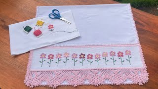 FLOR SIMPLES EM PONTO CRUZ | TUTORIAL FÁCIL PARA INICIANTES