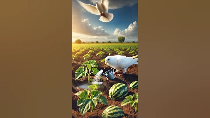 A pigeon Planting A watermelon 🍉 tree eating a farmer ☺️ #ai #story #shorts #pigeon #farmer