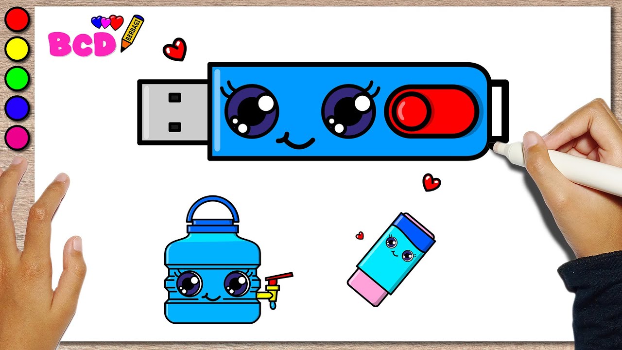 Be Cute Drawing Compilation | How to Draw Cute Flash Disk and Drawing Cute Eraser