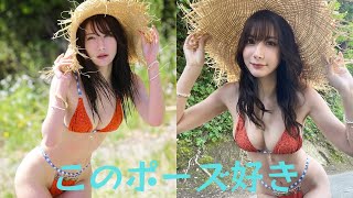 「いい角度」百合川サシャ、光沢競泳水着姿で極上の美ヒップ披露にファン釘付け