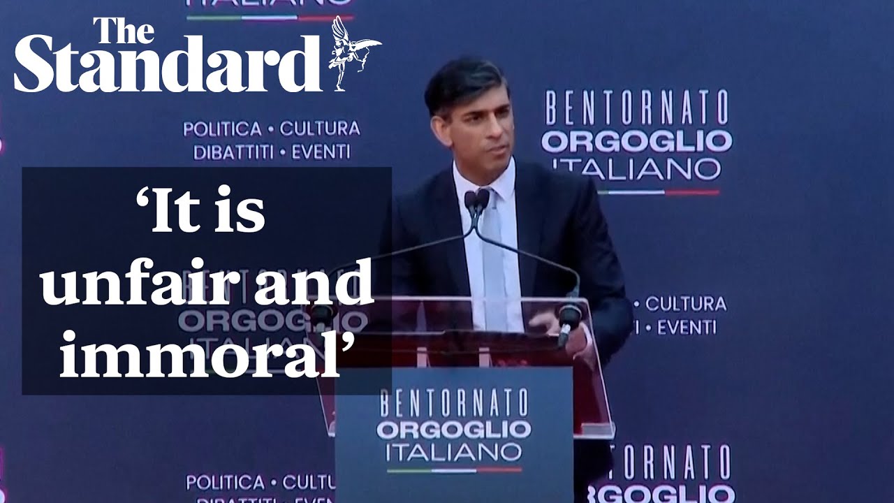 Rishi Sunak tells Italy right-wing conference that UK is creating ‘credible deterrent’ to migration