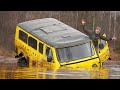 Extreme offroad cars in forest russian uaz
