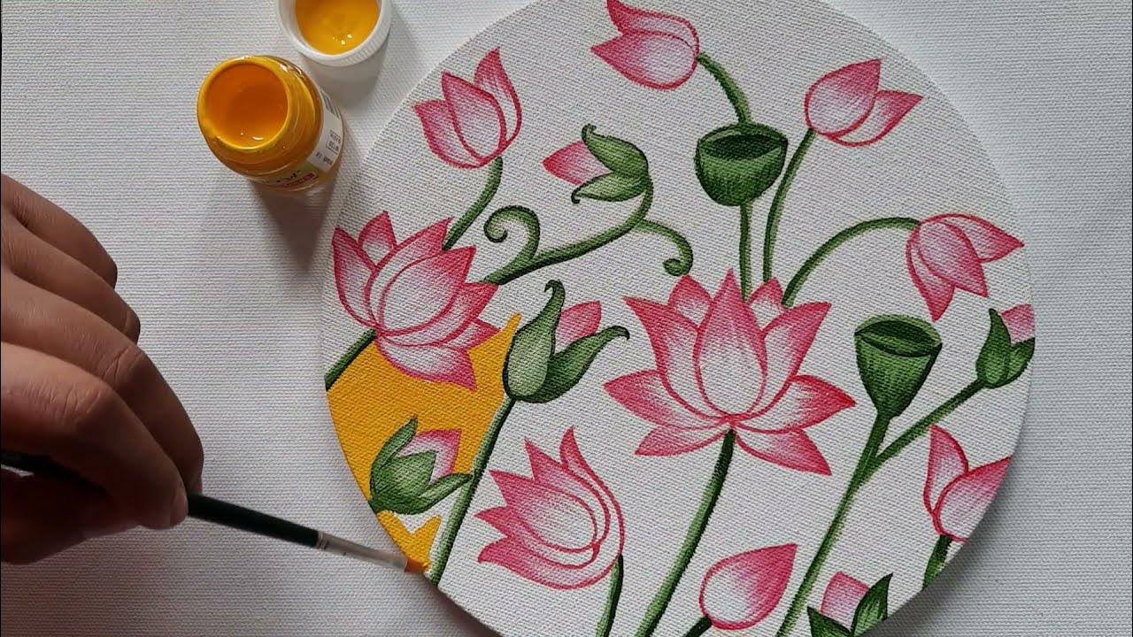 Lotus Pichwai Painting | Pichwai Painting for beginners | Easy ...