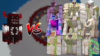 The Blood warden vs OP All iron golem in Minecraft-The Blood warden vs OP all iron golem/Mob Battle