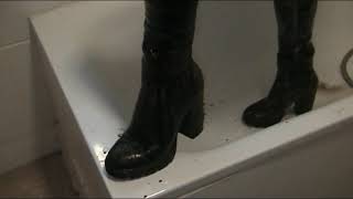 NEW YEAR FREE VIDEO! SHOWERING IN MY LEATHER TROUSERS AND LEATHER BOOTS AFTER A MUDDY WALK