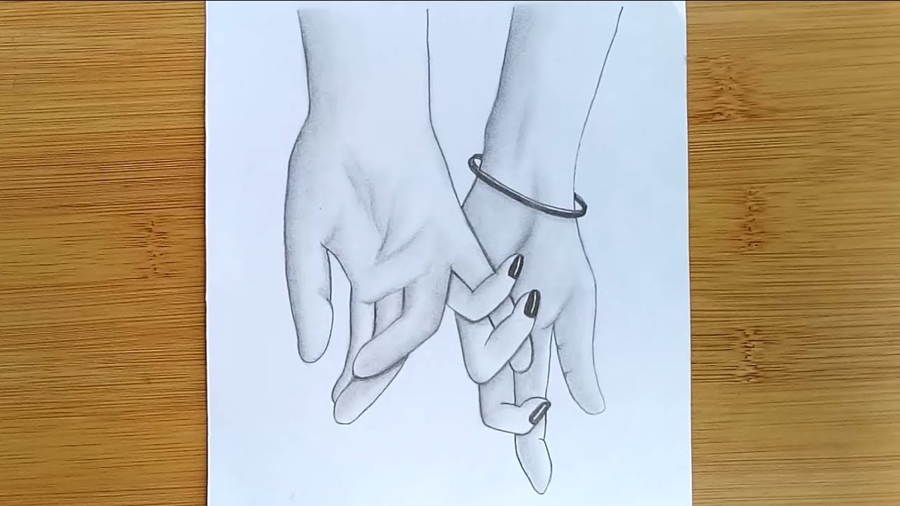 How to draw romantic couple 👫 holding hands with pencil sketch. YouTube