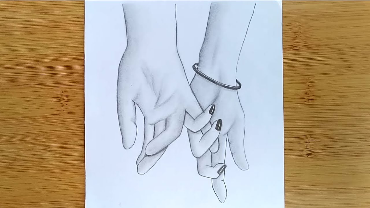 How To Draw Romantic Couple 👫 Holding Hands With Pencil Sketch Youtube