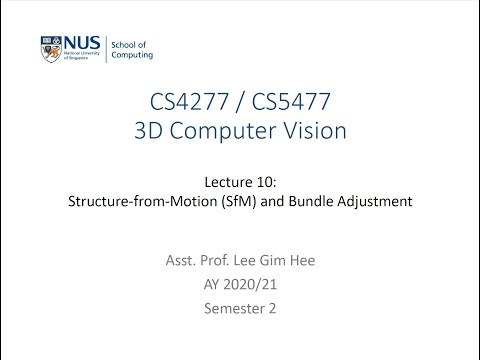3D Computer Vision | Lecture 10 (Part 4): Structure-from-Motion (SfM) And Bundle Adjustment