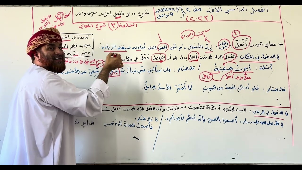 مؤلف النرجس يشرح الفعل المزيد بحرف واحد للصف12 الحلقة3